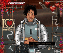 a cartoon of a man with the words " i love the dark " on it
