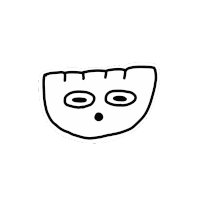 a black and white drawing of a person 's face with a surprised look on their face