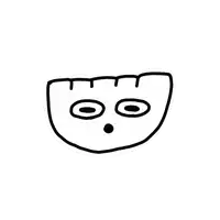 a black and white drawing of a person 's face with a surprised look on their face