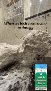 when we lock eyes racing to the egg gw 33 is written on the bottom