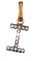 a gold pendant with the letter i surrounded by diamonds