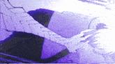 a purple background with a drawing of a person 's arm and a few letters on it