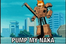 a picture of a robot with the words pump my naka on it