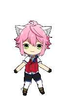 a cartoon of a girl with pink hair and paws