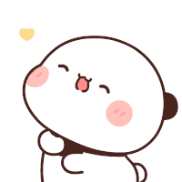 a cartoon panda bear with hearts on its face
