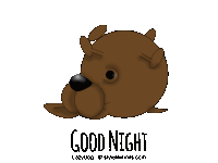a cartoon of a dog laying down with the words good night below it