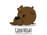 a cartoon of a dog laying down with the words good night below it