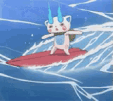 Komasan Yokai Watch GIF - Komasan Yokai Watch Surfing GIFs