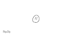 a black and white drawing of a circle with a face on it .