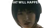 a picture of a woman with the words what will happen written above her