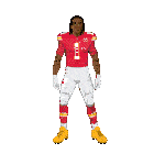 a cartoon drawing of a football player wearing a red jersey with the number 1 on it