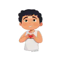 a cartoon of a man making a heart with his hands