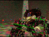 a computer generated image of a robot with a green laser