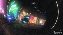 a picture of a futuristic tunnel with a disney logo on the bottom