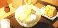 カップ麺 アニメ　側　天ぷら　定食 GIF - Cup Noodles Soba Tenpura GIFs
