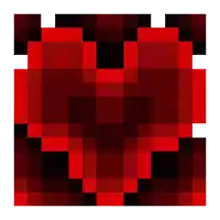 a red and black pixel art of a heart on a white background