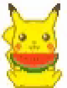 pikachu pokemon watermelon eating
