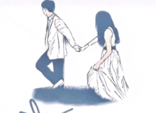 a man and a woman are holding hands while standing next to each other .