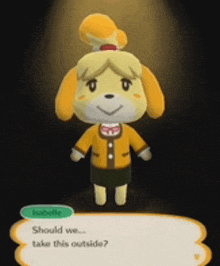 Animal Crossing Isabelle GIF - Animal Crossing Isabelle Take This Outside GIFs