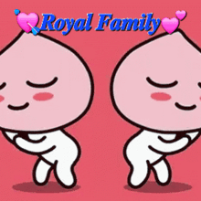 two cartoon characters with hearts on their heads and the words royal family on the bottom