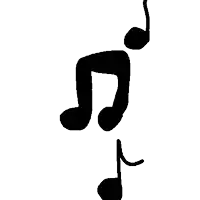 a silhouette of a person with headphones and music notes
