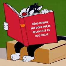 sylvester the cat is reading a book about how to sleep