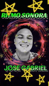 a poster for jose gabriel with a smiling man in the center