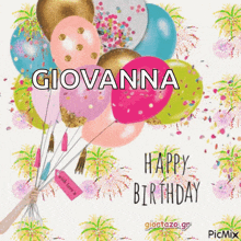 a giovanna happy birthday card with balloons