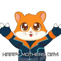 a cartoon hamster says happy mother 's day in front of a heart