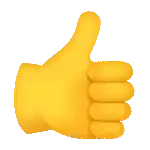 a yellow thumbs up emoji on a white background