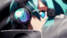 a close up of a person 's face with a camera .