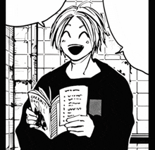 a black and white drawing of a person holding a book that says chemistry day
