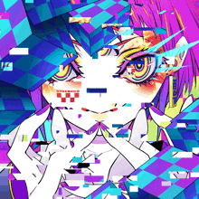 a colorful drawing of a girl with the word hadeshika on the bottom right