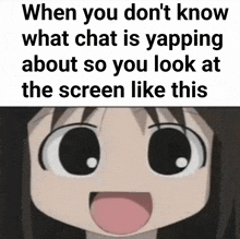 when you don 't know what chat is yapping about so you look at the screen like this cartoon