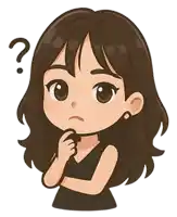 a cartoon illustration of a girl with a question mark above her head
