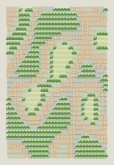 a cross stitch pattern of a landscape with trees and houses