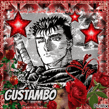a picture of a man with a sword and the name gustambo