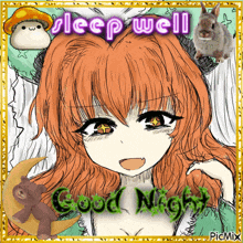 a drawing of a girl with the words sleep well and good night