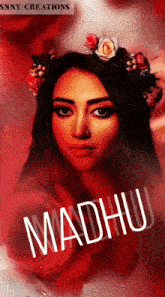 a painting of a woman with the name madhu written on it