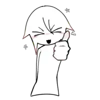 a black and white drawing of a person giving a thumbs up sign