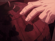 a drawing of a hand pointing at a globe with empty-dreams written on the bottom right