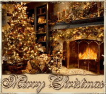 Merry Christmas Yule Log GIF