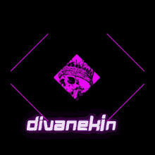a skull with a crown on it is in a purple square with the words divaneking written below it .