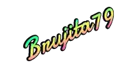 a rainbow colored logo for brujita79 is on a white background