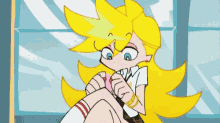 a cartoon of a girl with blonde hair and a crown on her head