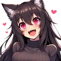 a girl with a cat ear and pink eyes