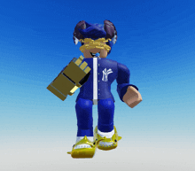 a cartoon character wearing a ny yankees shirt