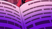 a book is open to a page with purple and pink lines