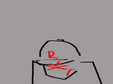 a drawing of a man wearing a hat with a letter r on it