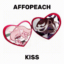 a couple of heart shaped mirrors with the words affopeach kiss